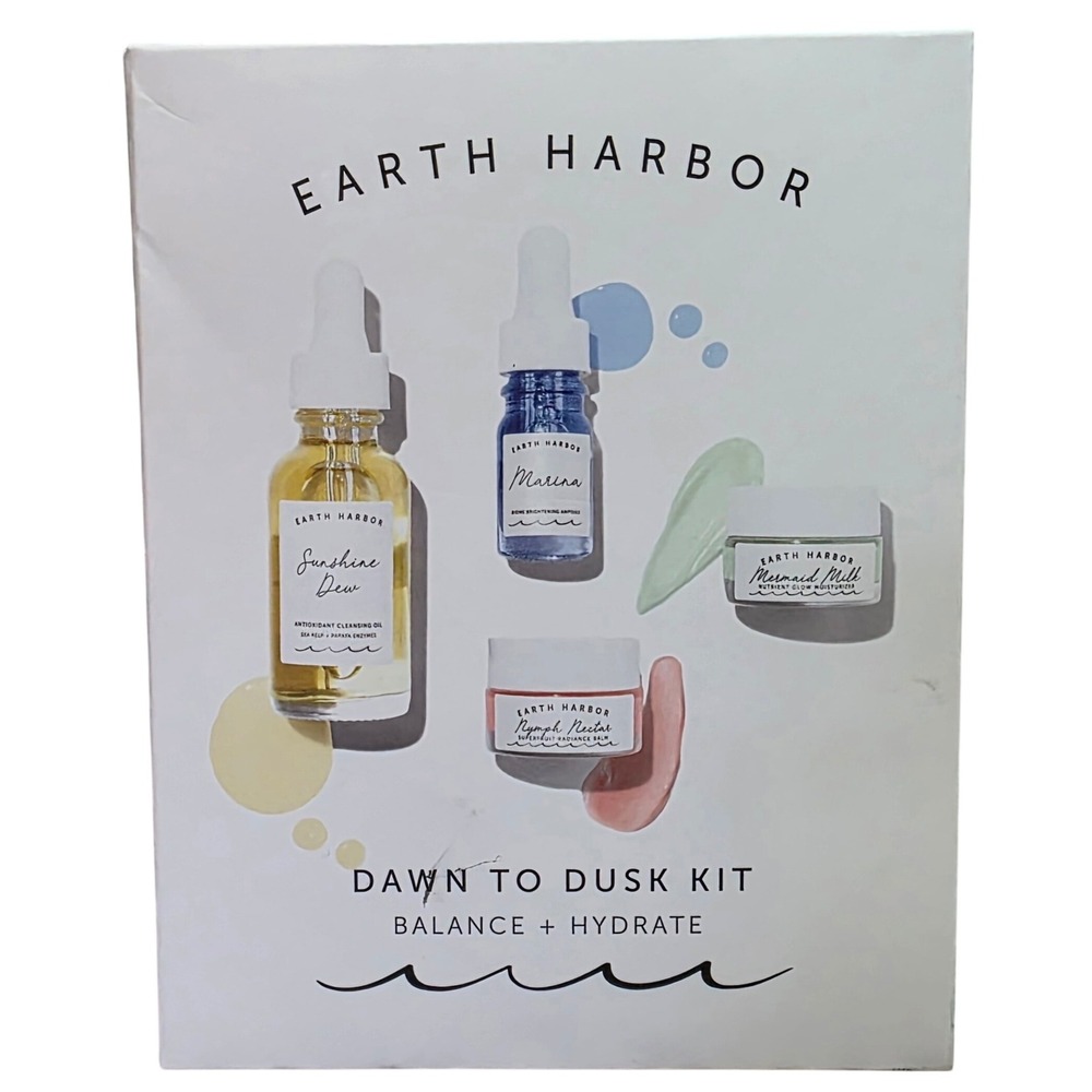 Earth Harbor Dawn to Dusk Kit Balance Hydrate Vegan‎ Skincare Travel Set NEW